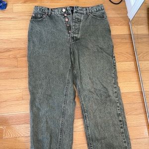 BDG Army Green High Waisted Slim Straight Jeans